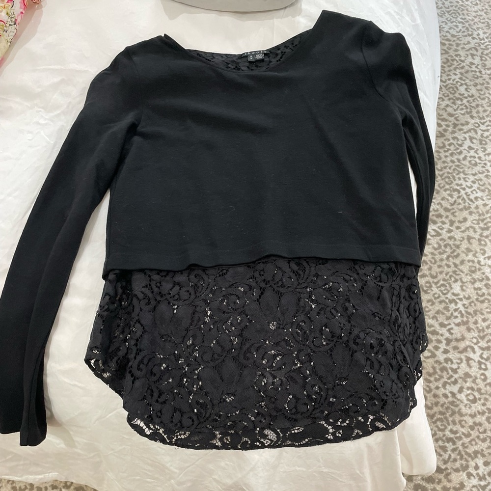 Theory Black Lace Sweater